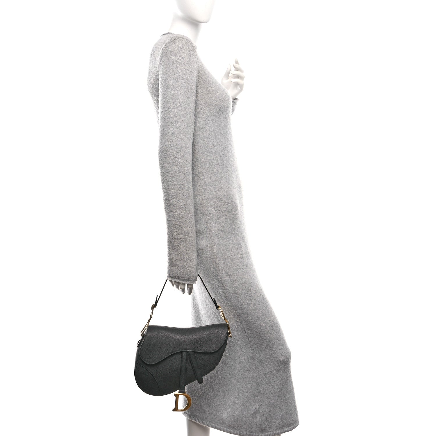 Grained Calfskin Saddle Bag Black