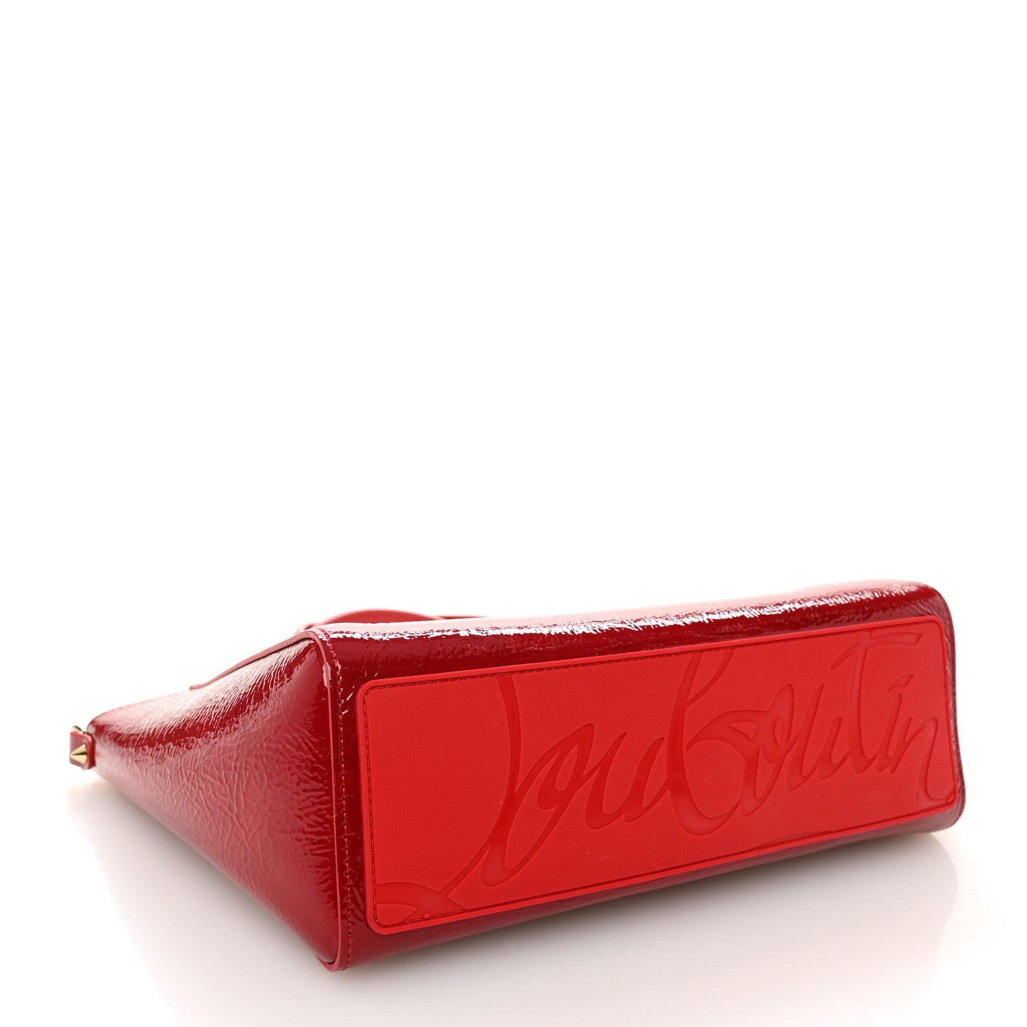 Patent Calfskin Spikes Mini East West Cabata Tote Red