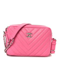 Lambskin Chevron Quilted Small Promenade Camera Case Pink