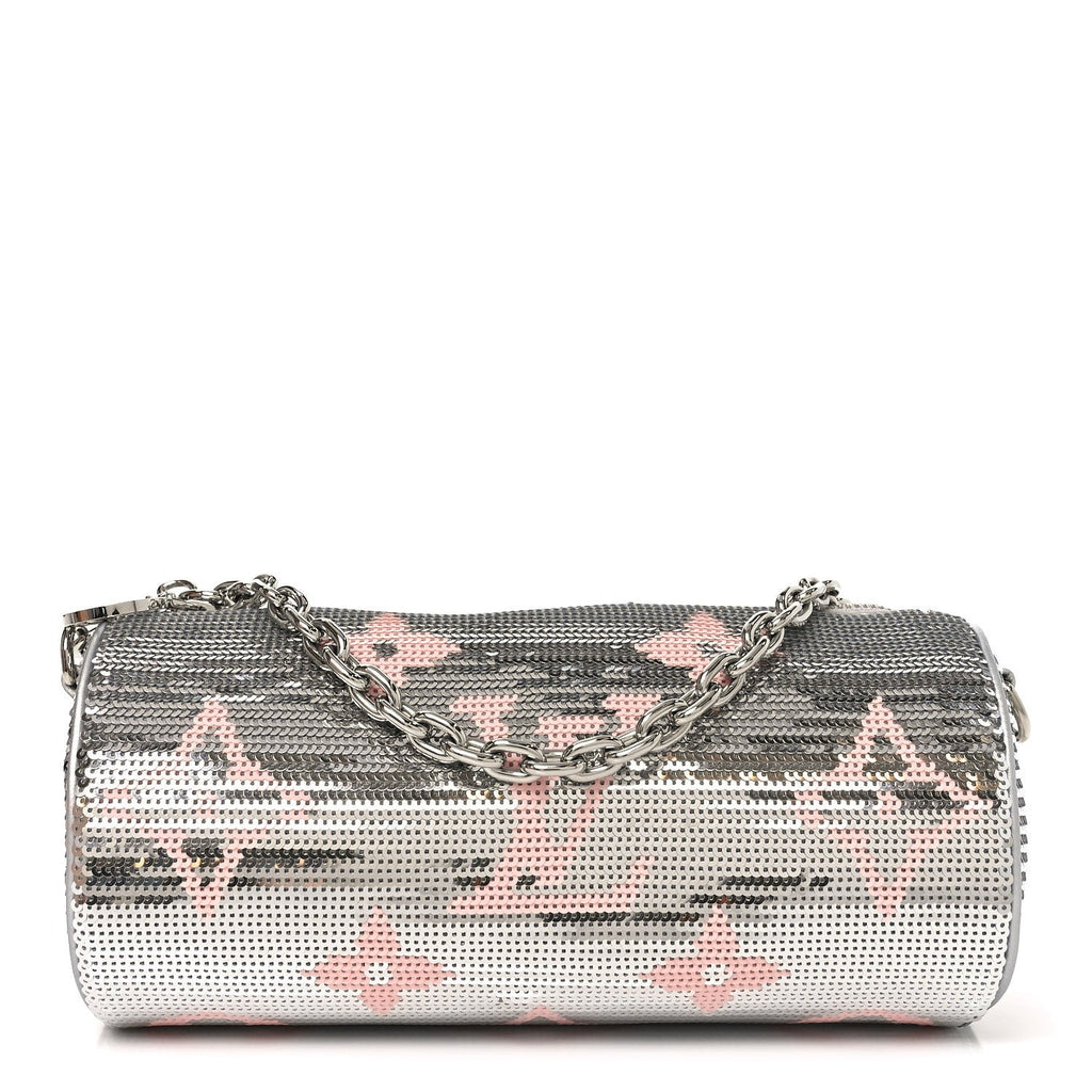 Satin Sequin Monogram Giant Papillon Silver Pink
