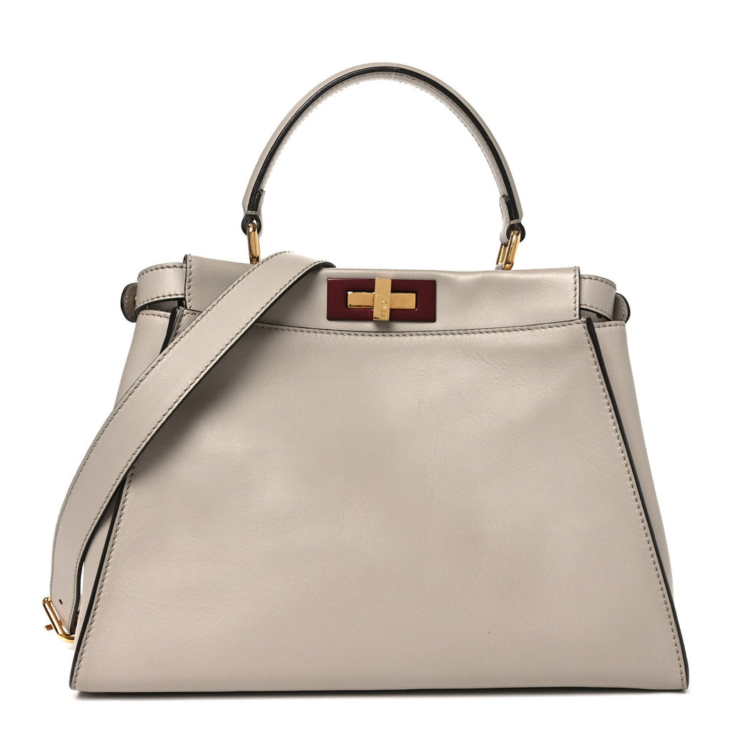 Vitello Seta Shiny Nappa Medium Peekaboo Iconic Satchel Grigio Polvere Bois de Rose