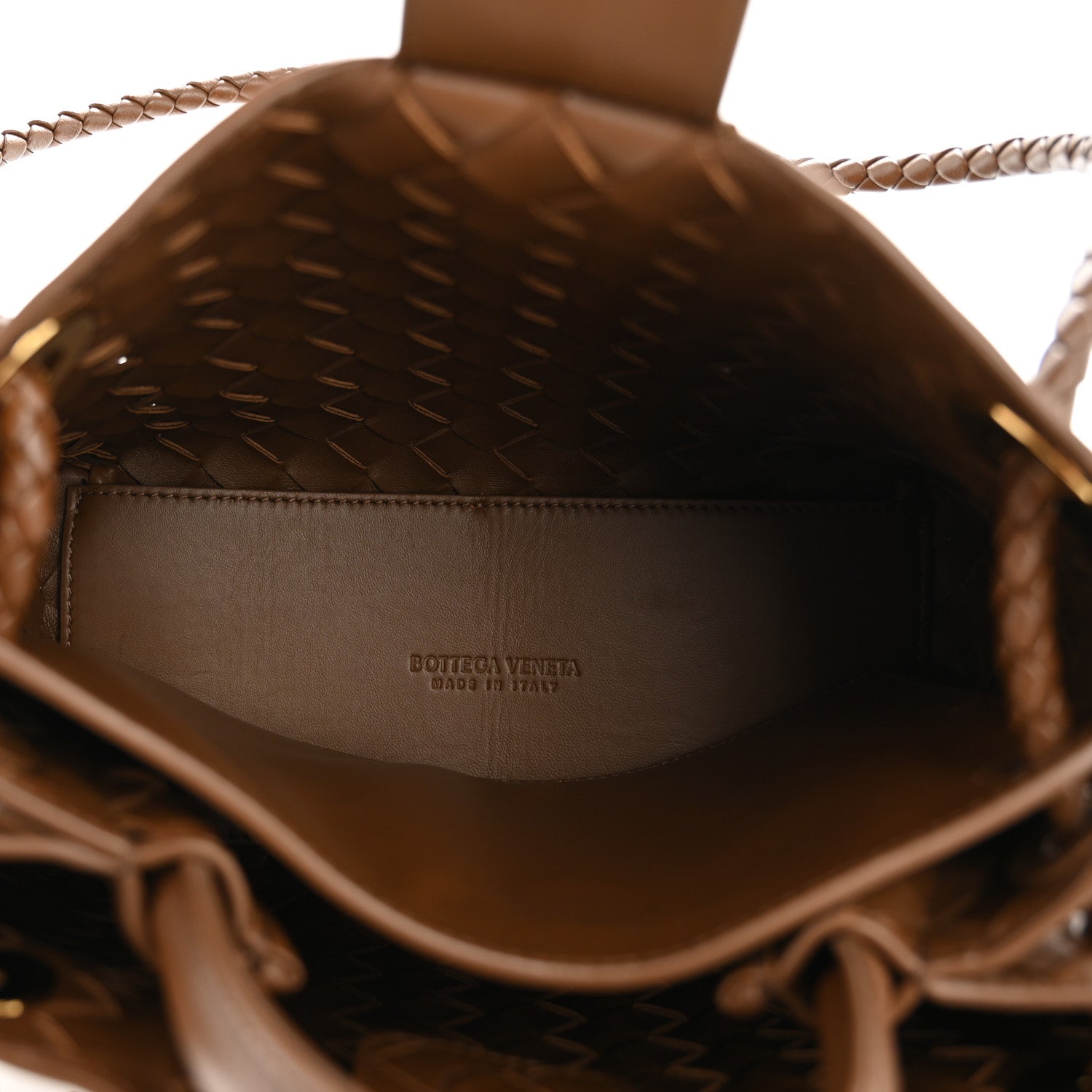 Nappa Intrecciato Small Andiamo Shoulder Bag Cognac