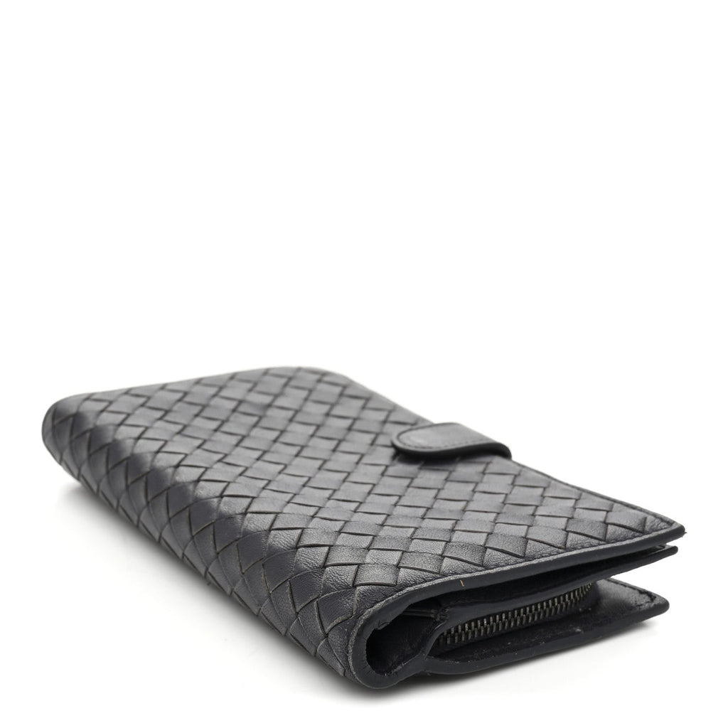 Nappa Intrecciato Continental Snap Wallet Grey