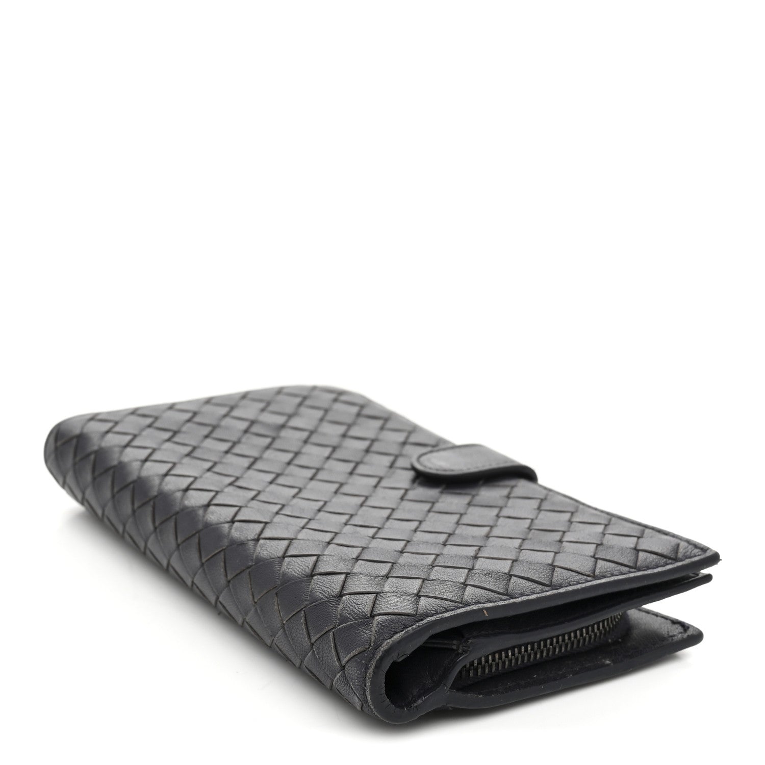 Nappa Intrecciato Continental Snap Wallet Grey