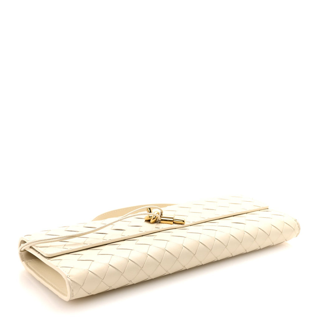 Nappa Intrecciato Long Andiamo Top Handle Clutch Sea Salt