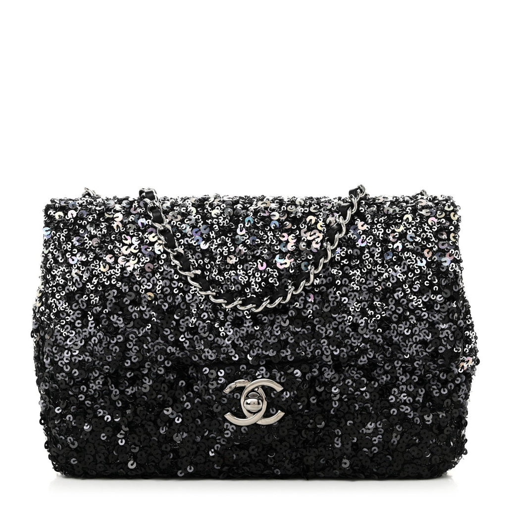 Shaded Sequins Mini Flap Black