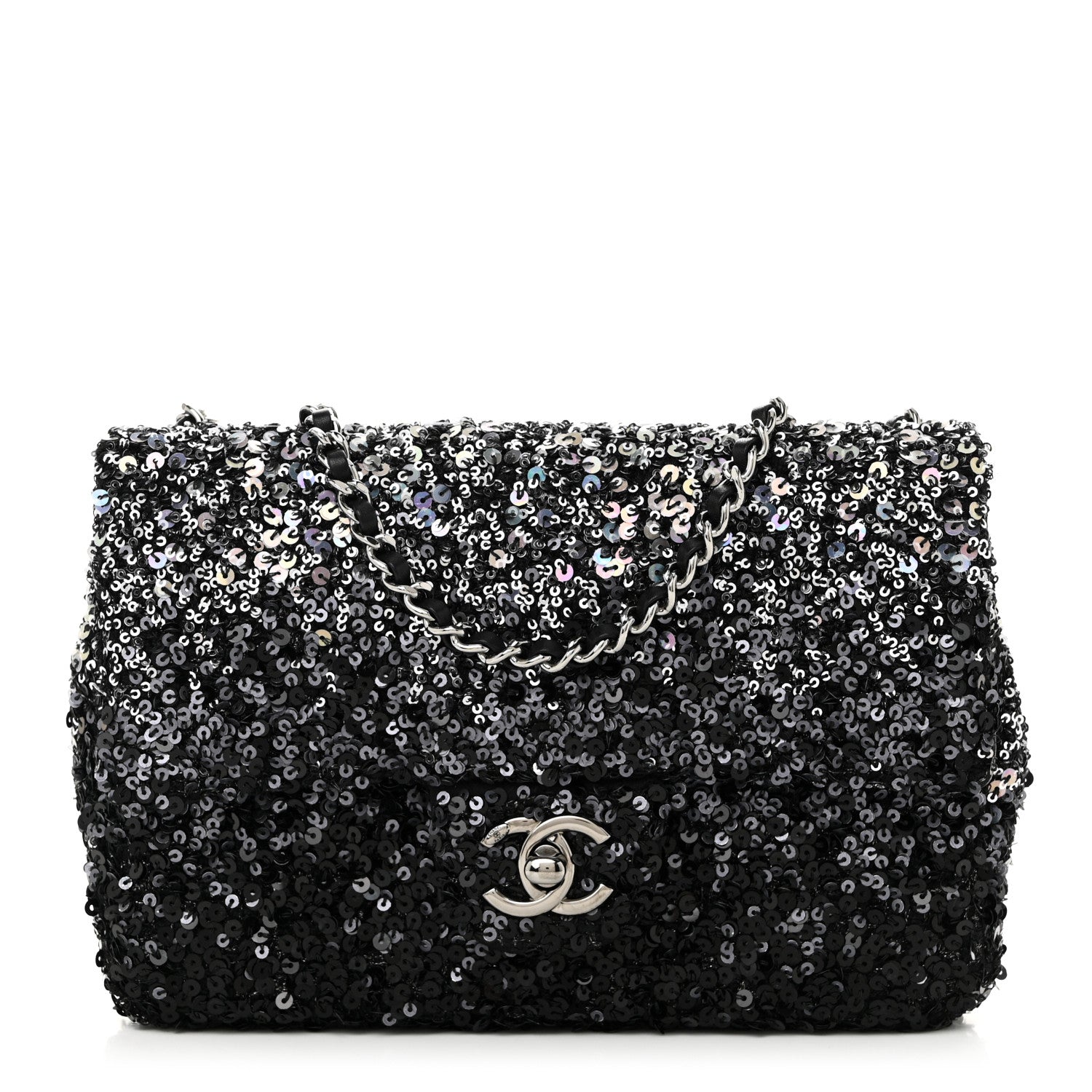 Shaded Sequins Mini Flap Black
