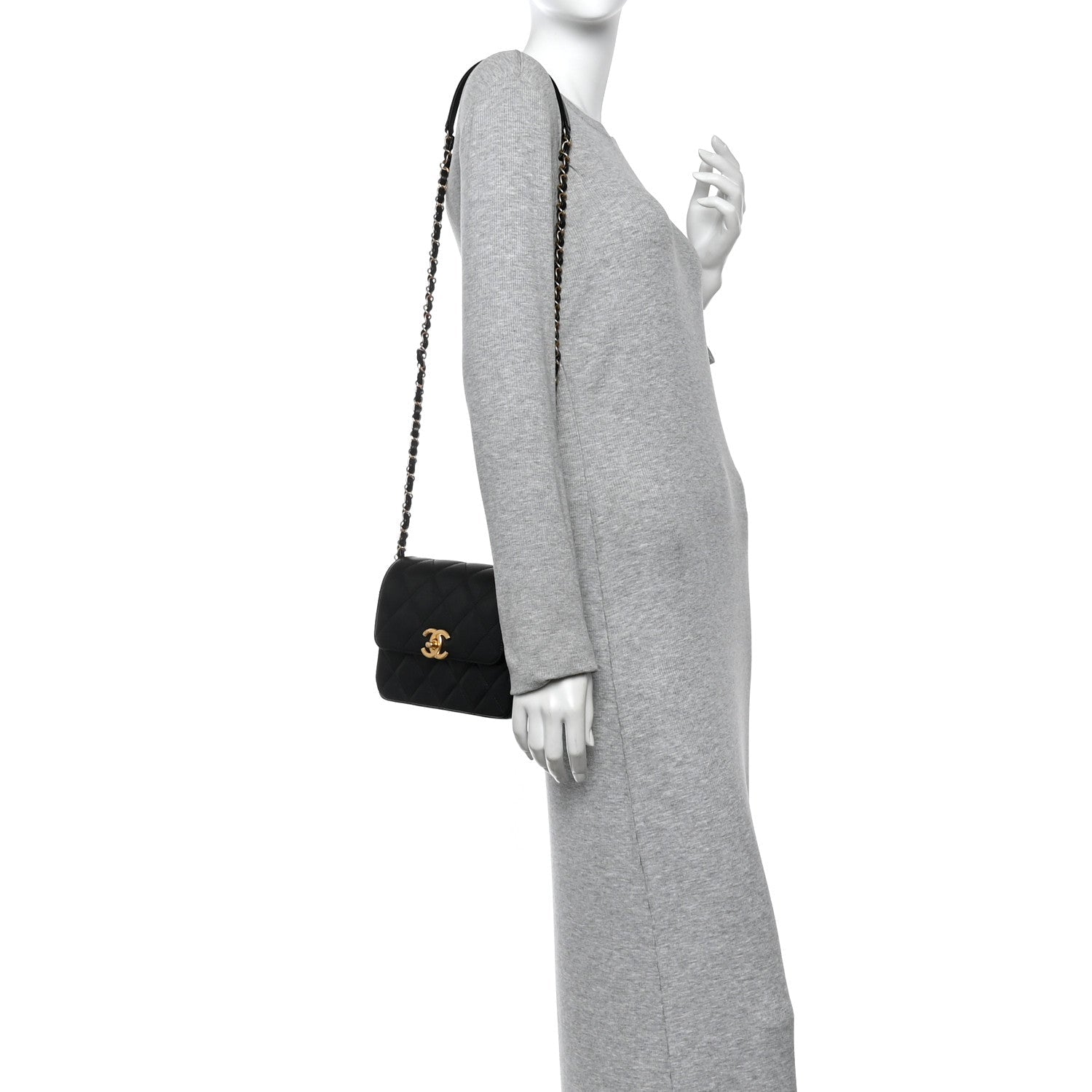Shiny Caviar Quilted Mini Flap Black