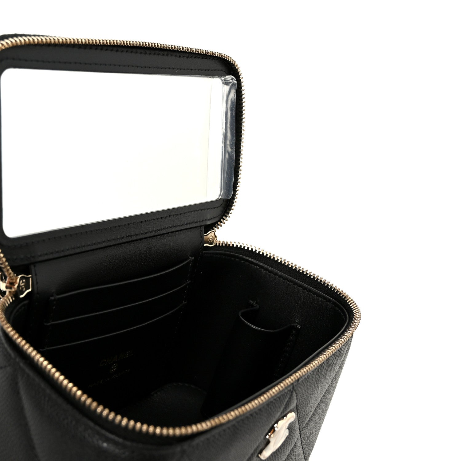 Caviar Quilted Top Handle Long Vanity Black