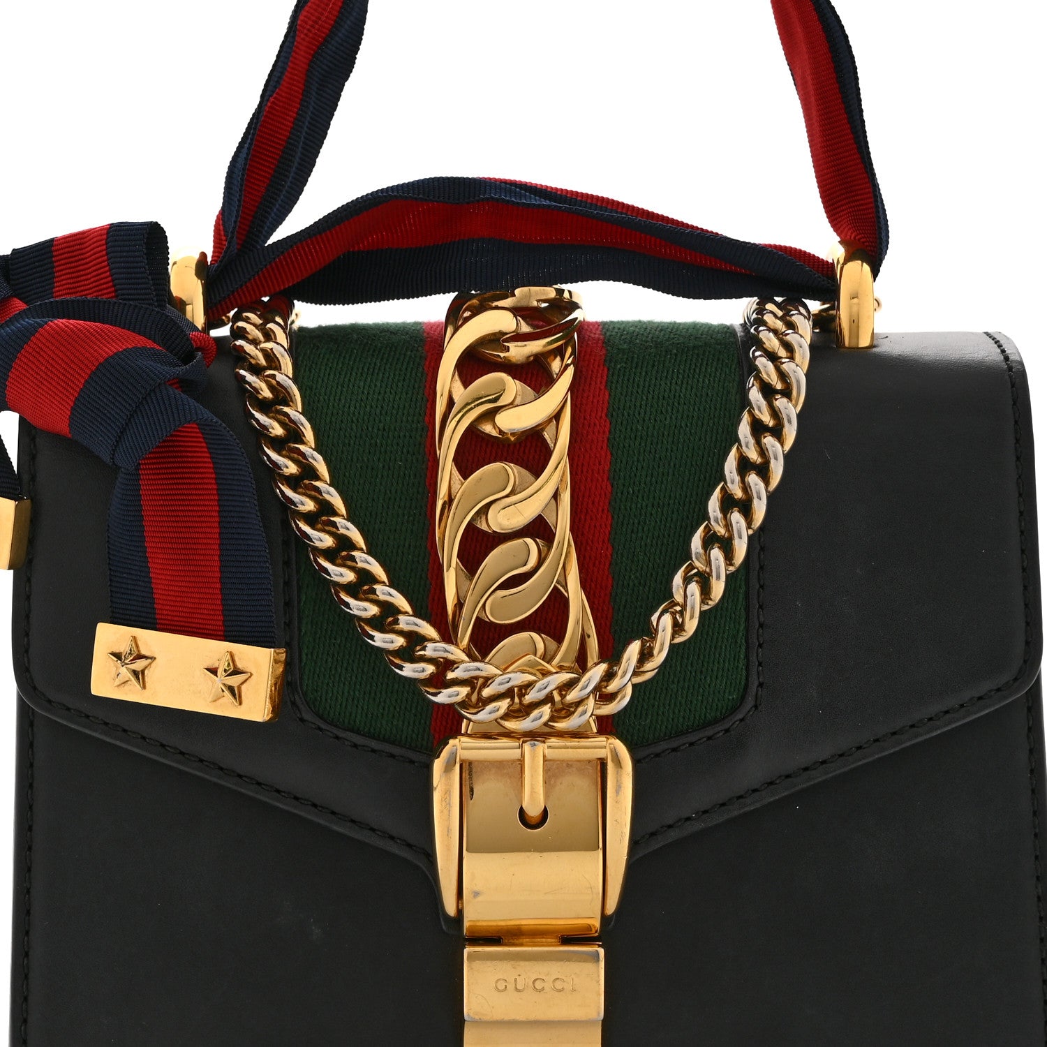 Calfskin Mini Sylvie Chain Shoulder Bag Black