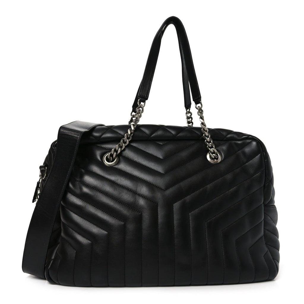 Lambskin Mixed Matelasse Joan Bowling Bag Black
