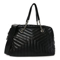 Lambskin Mixed Matelasse Joan Bowling Bag Black