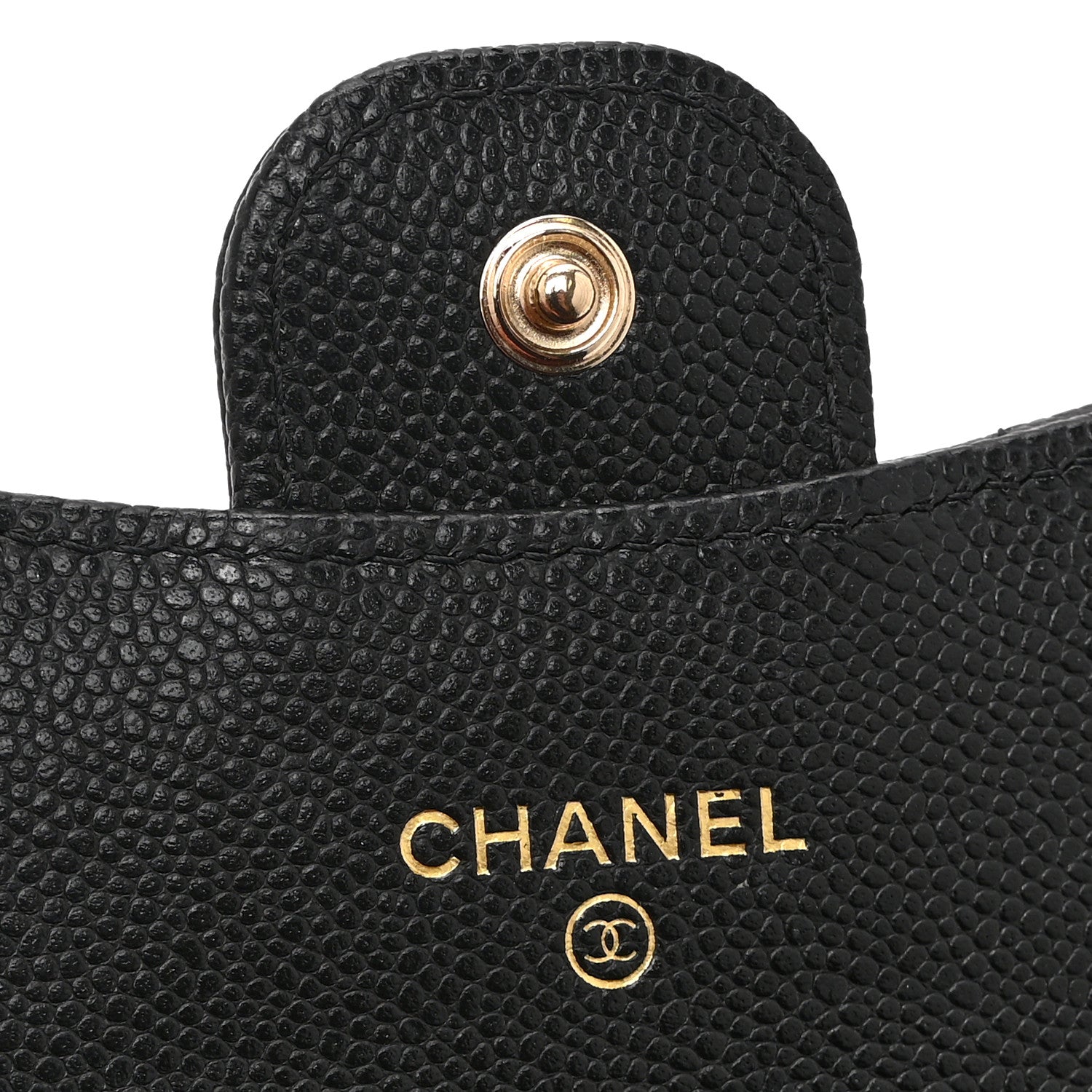 Caviar Quilted Flap  Holder Wallet Black