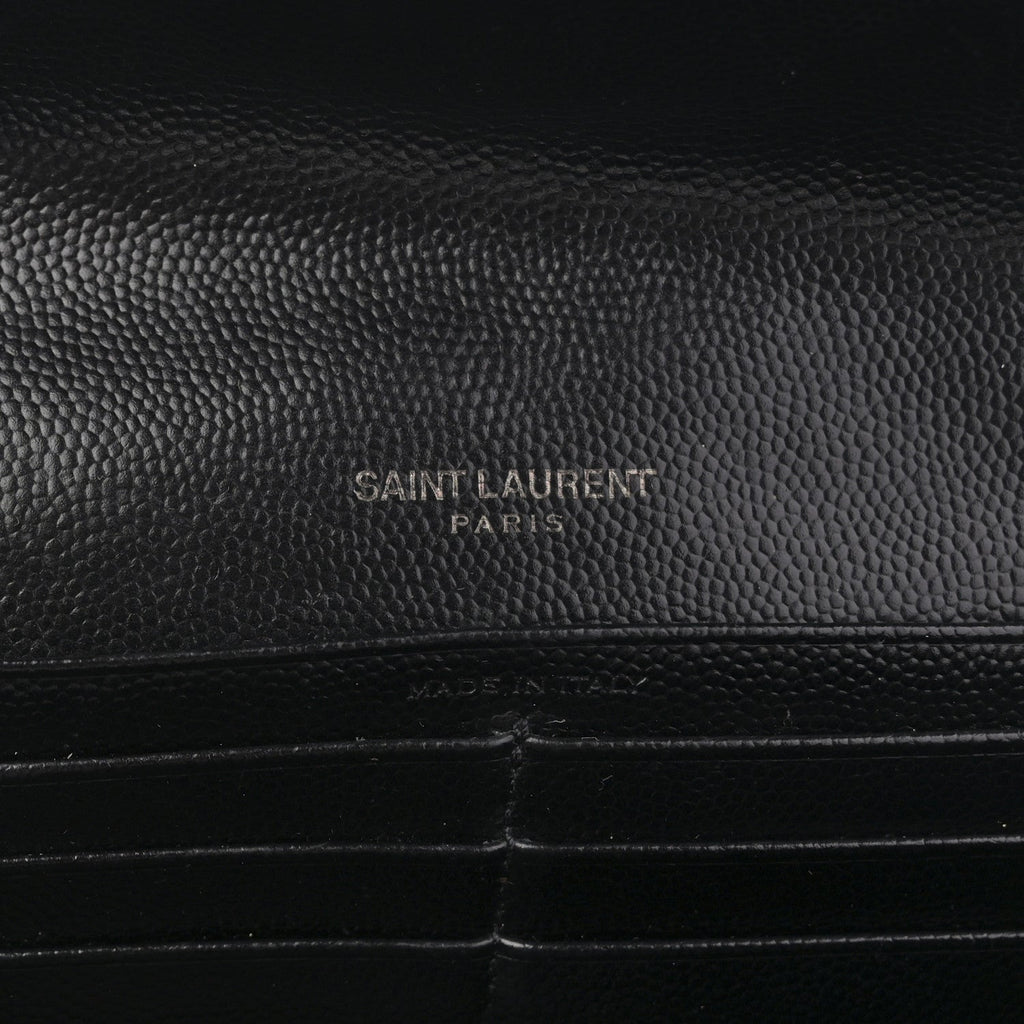 Grain De Poudre Matelasse Chevron Monogram Flap Wallet Black