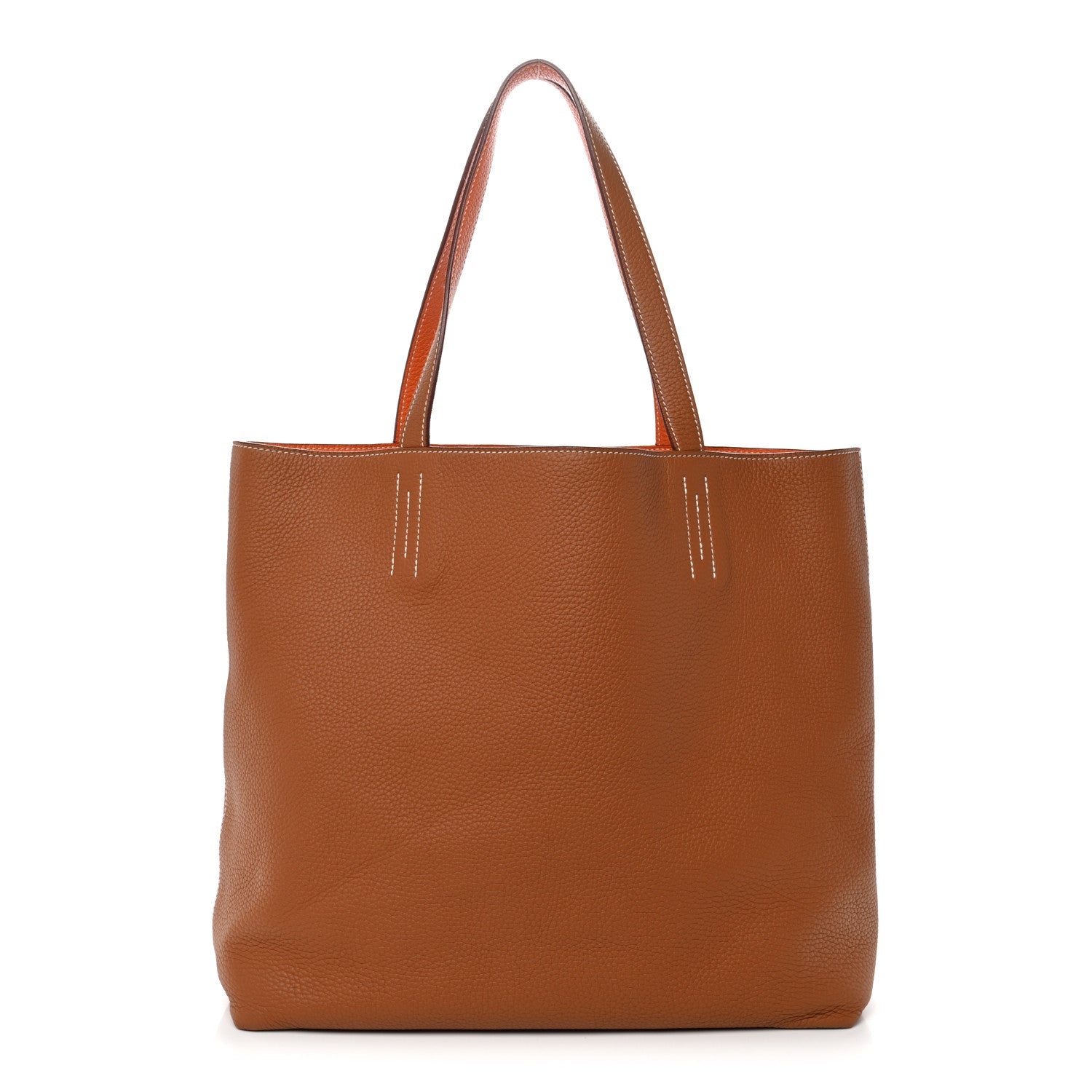 Taurillon Clemence Double Sens 45 Reversible Tote Orange Gold