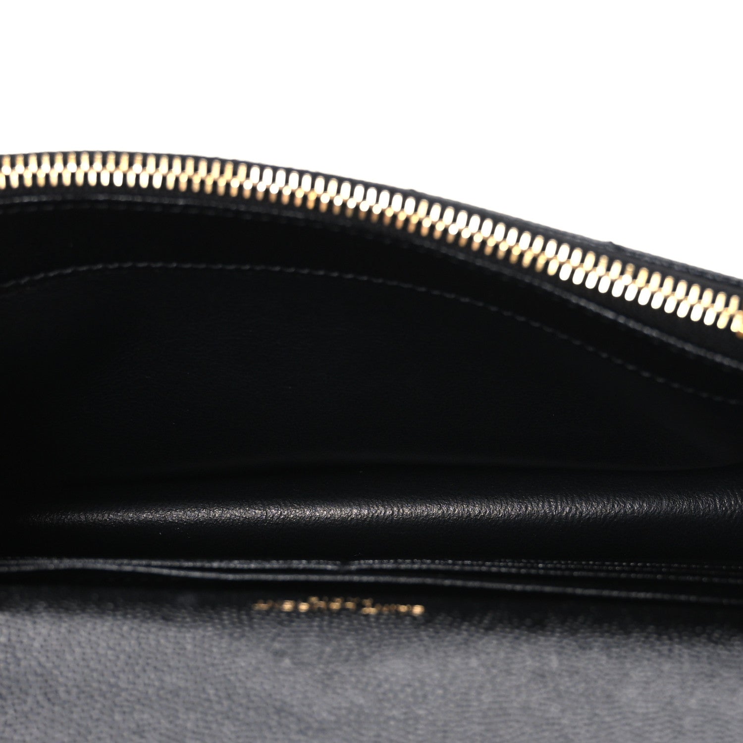 Grain De Poudre Matelasse Chevron Monogram Envelope Chain Wallet Black
