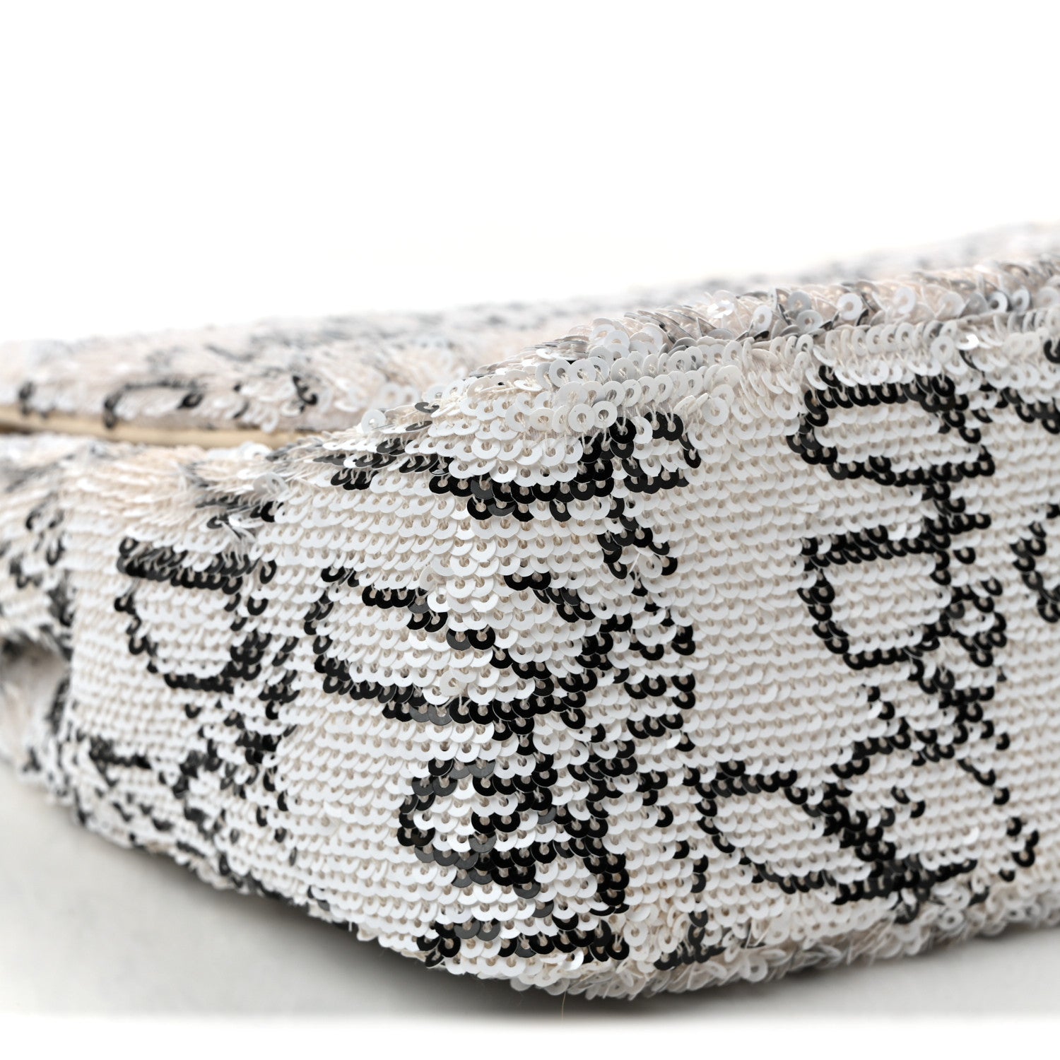 Sequin Logo Medium Flap White Black