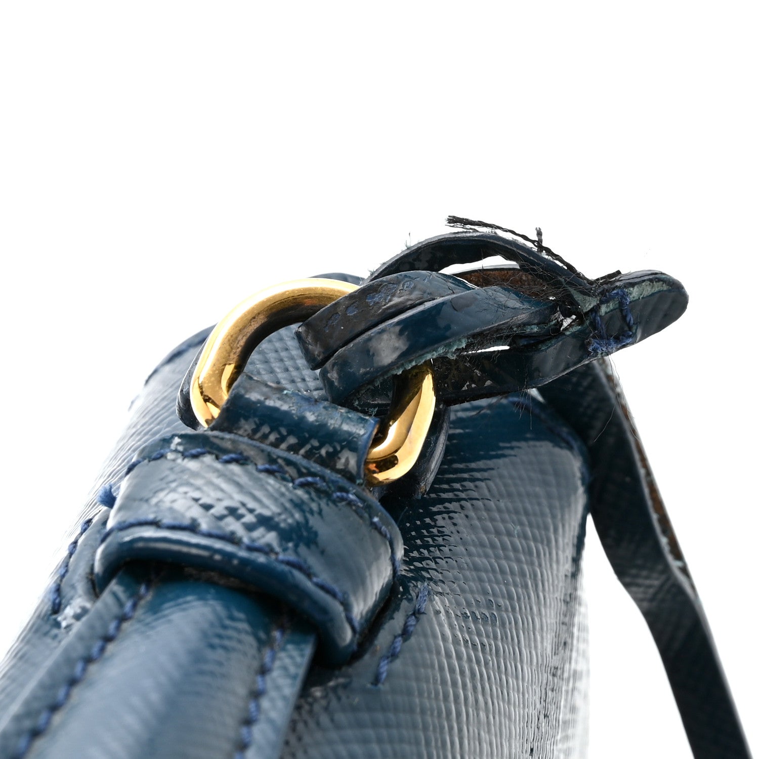Saffiano Vernice Lock Flap Chain Bag Azzurro