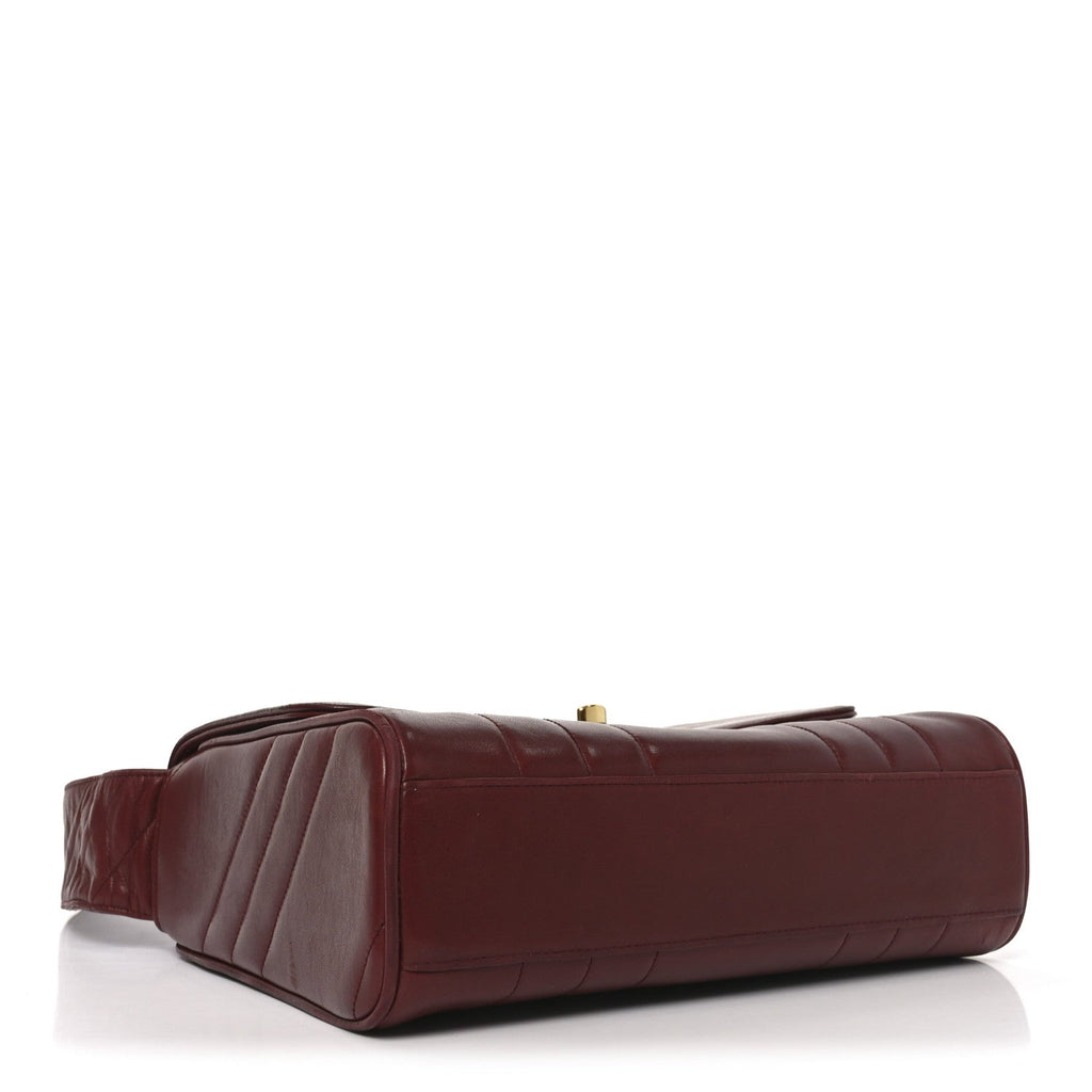 Lambskin Vertical Quilted CC Flap Shoulder Bag Burgundy
