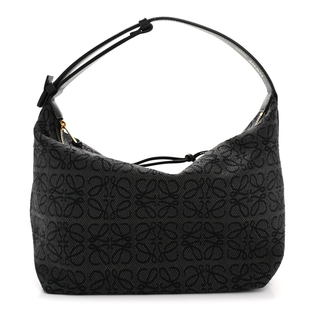 Jacquard Anagram Calfskin Medium Cubi Bag Anthracite Black