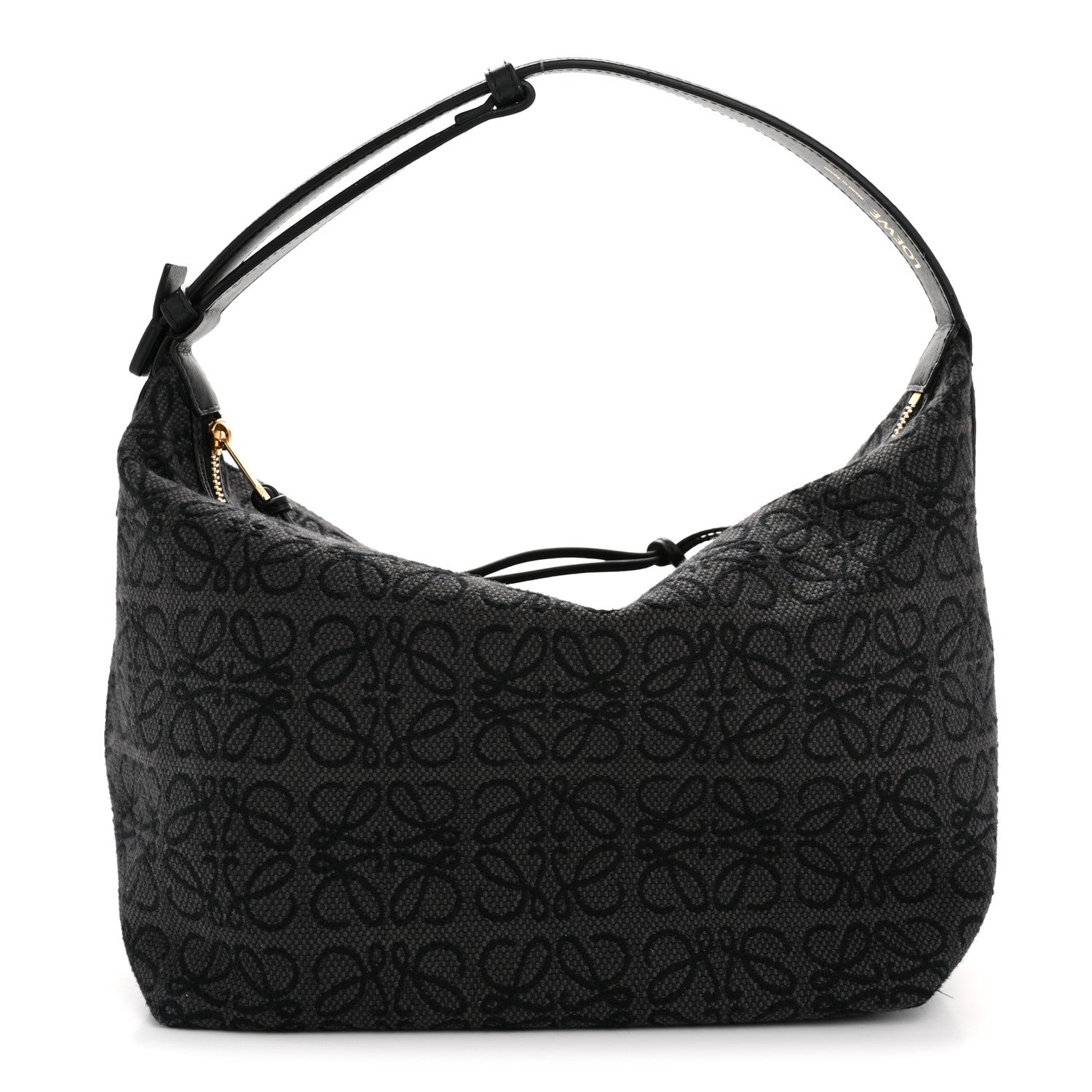 Jacquard Anagram Calfskin Medium Cubi Bag Anthracite Black