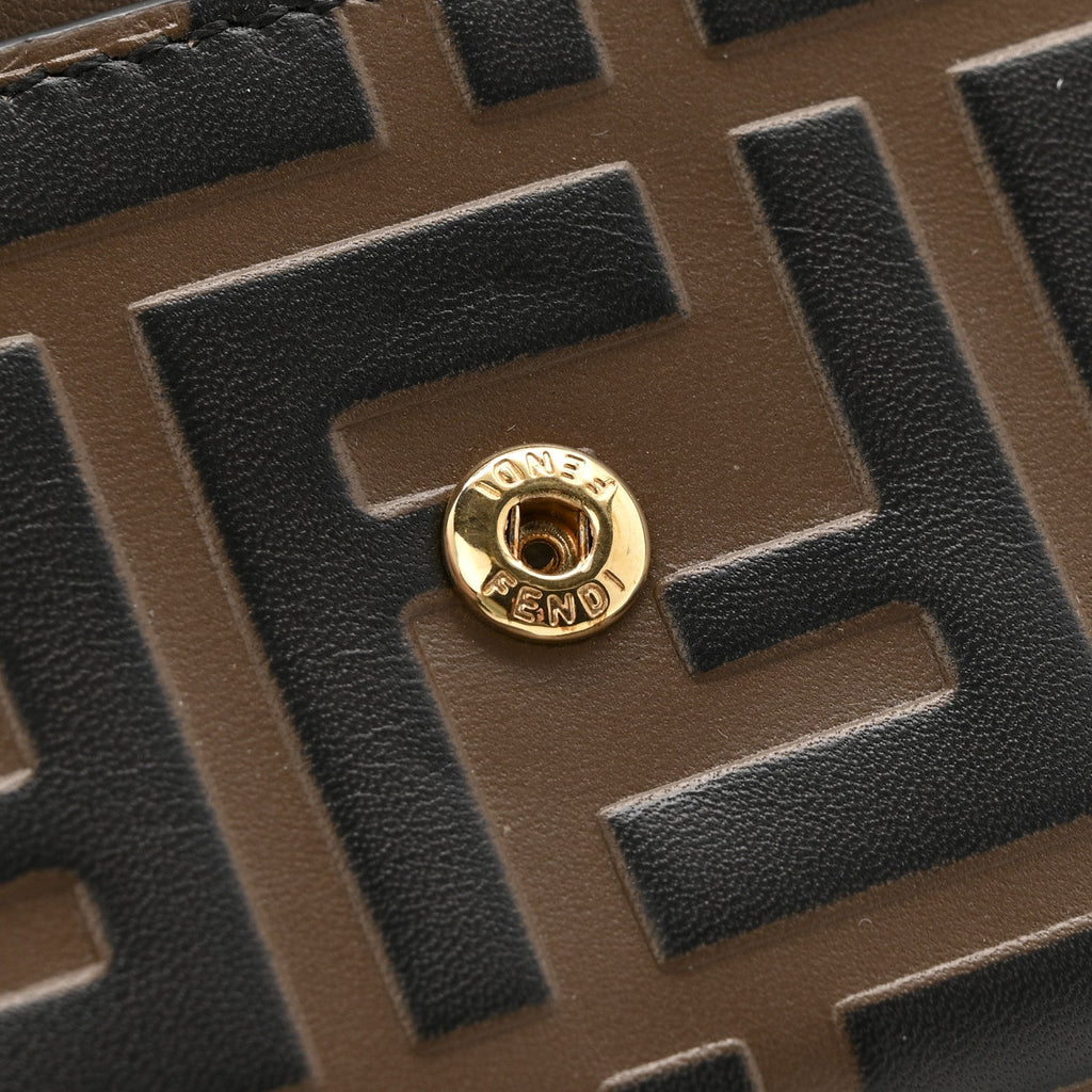 Vitello Soft F is Fendi Bi-Color FF 1974 Embossed Continental Envelope Wallet On Chain Maya Black