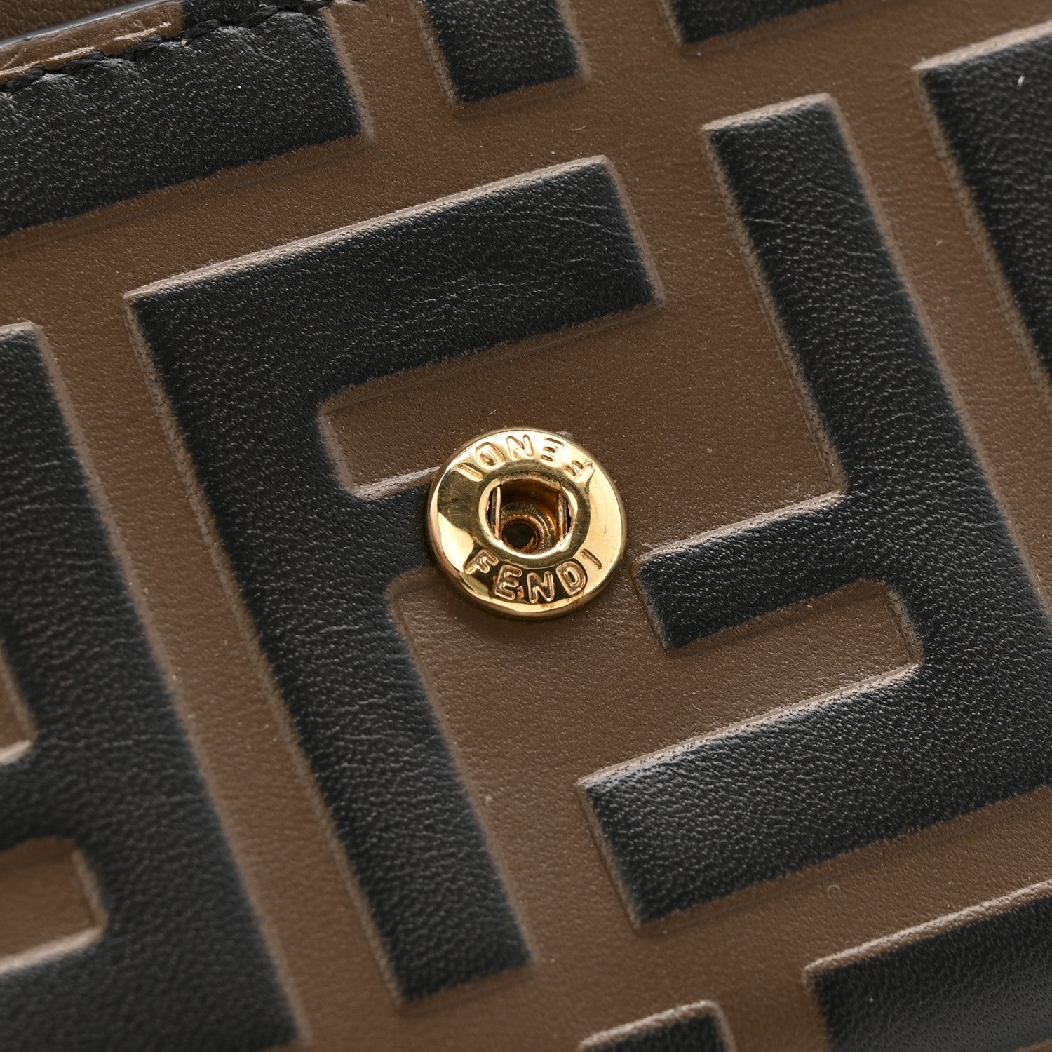 Vitello Soft F is Fendi Bi-Color FF 1974 Embossed Continental Envelope Wallet On Chain Maya Black