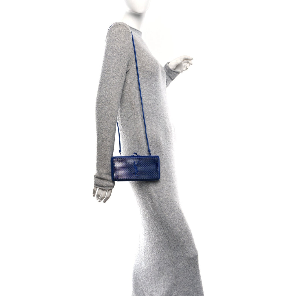Brass Lambskin Monogram Cassandre Cage Bag Blue Majorelle