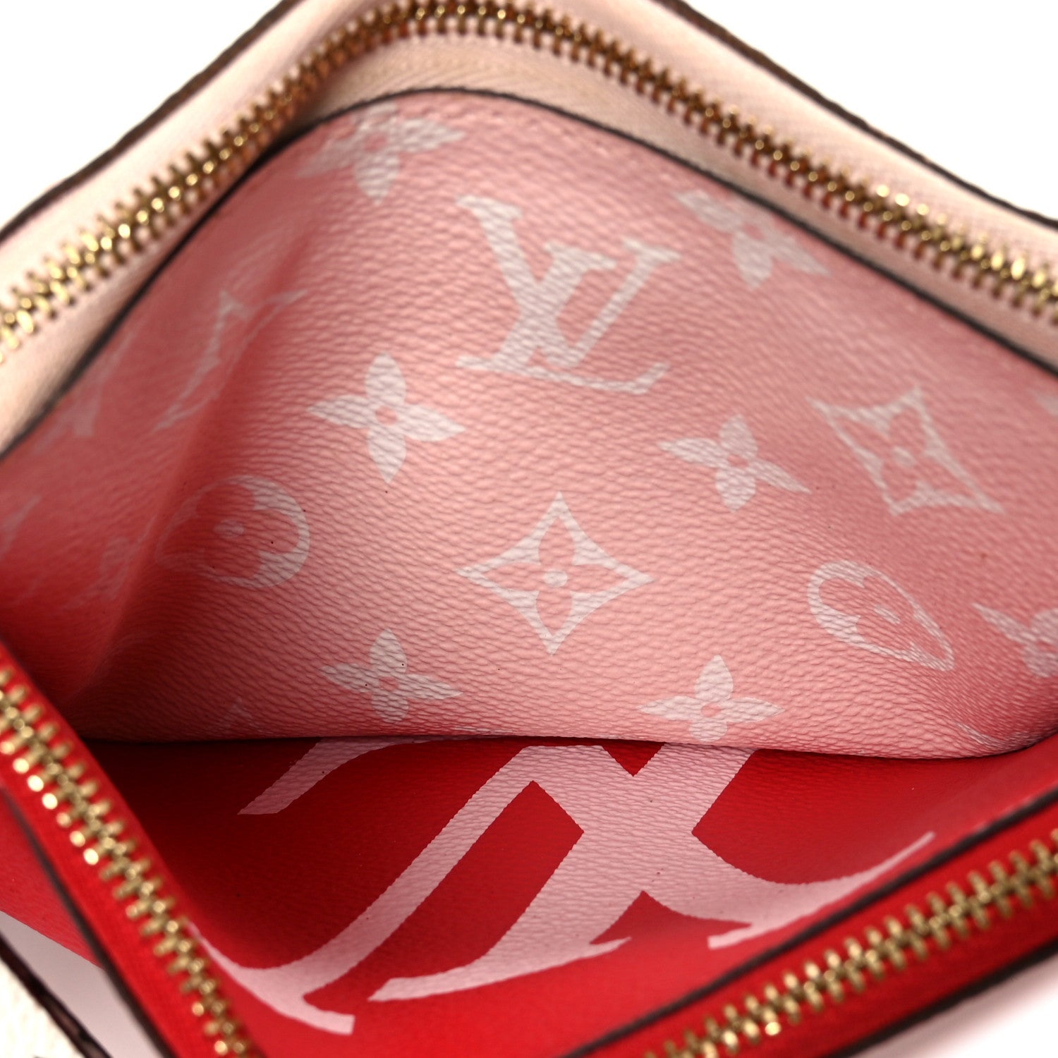 Monogram Giant Double Zip Pochette Rouge