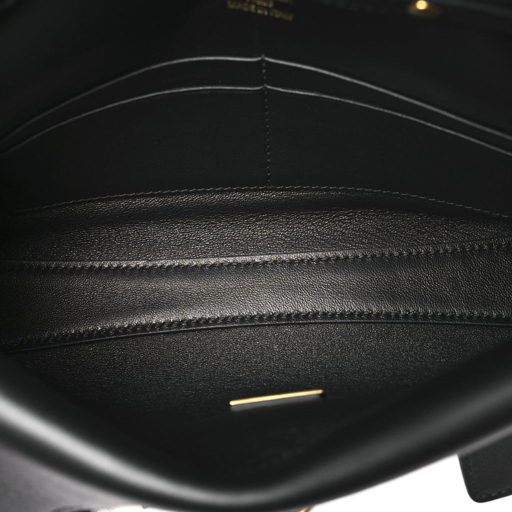 Smooth Calfskin Small Bel Air Clutch On Strap Black