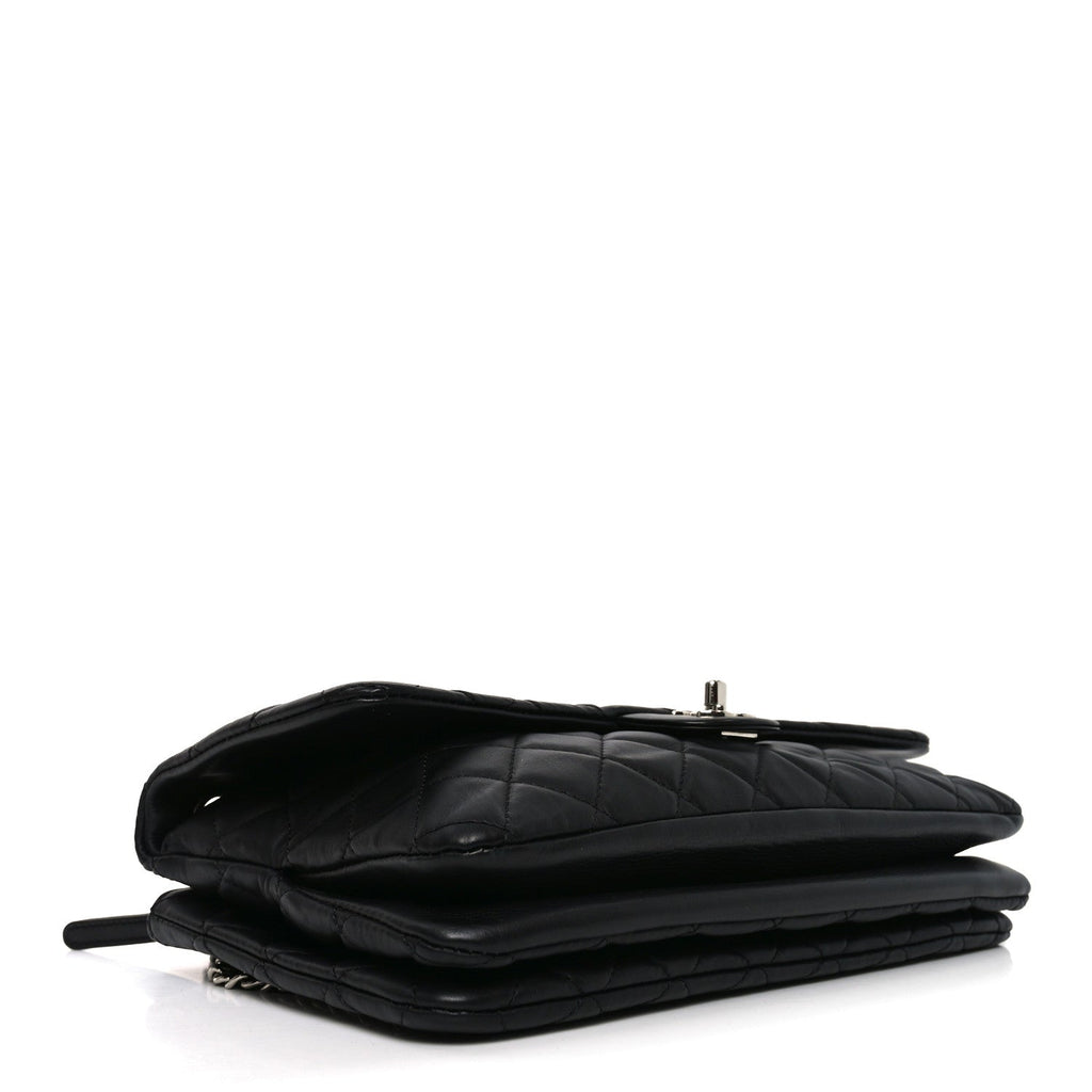 Lambskin Quilted Jumbo Chanel 3 Flap Bag Black