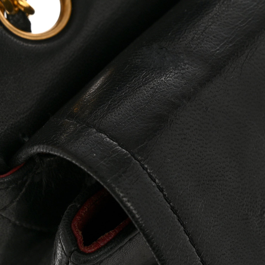 Lambskin Quilted Medium Double Flap Black