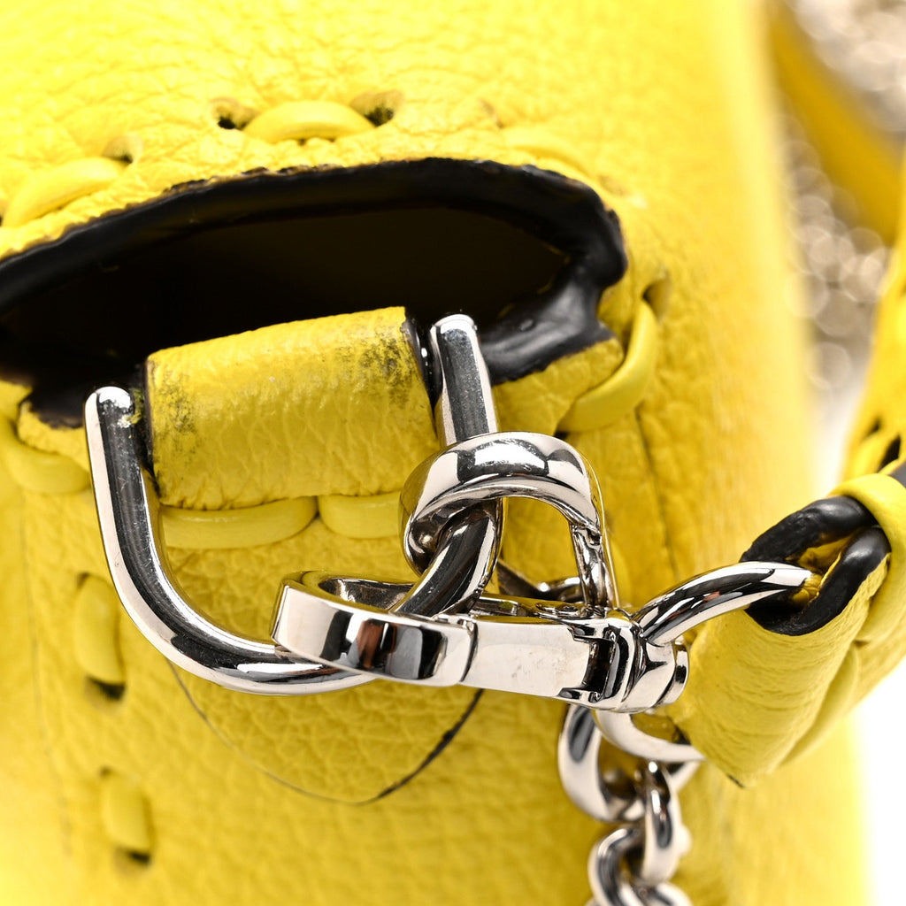 Cuoio Roma Sellerissima Nappa Sintetica Tape Stitch Mini Baguette Acid Yellow