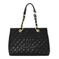 Caviar Quilted Grand Shopping Tote GST Black