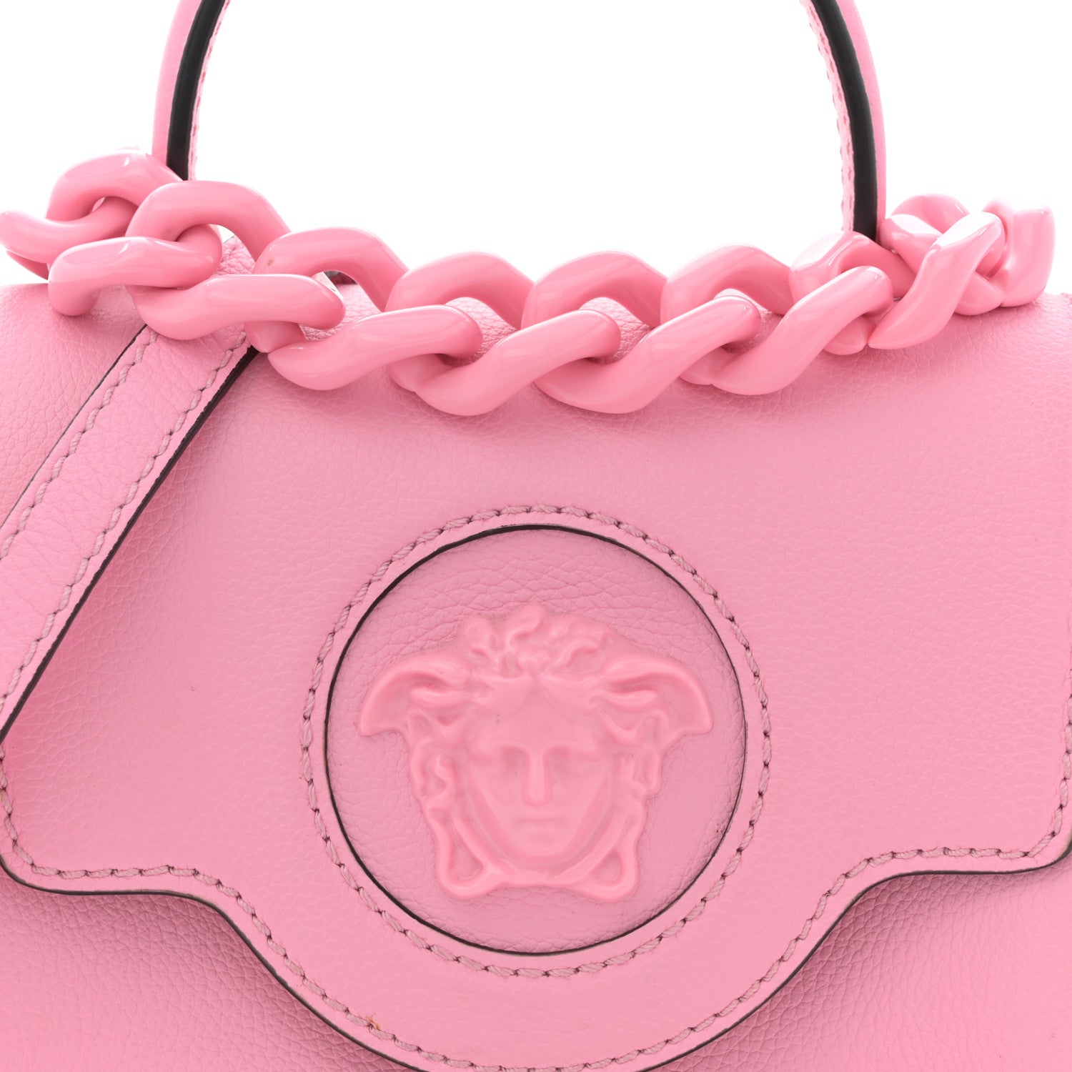 Grained Calfskin Small La Medusa Top Handle Bag Pink