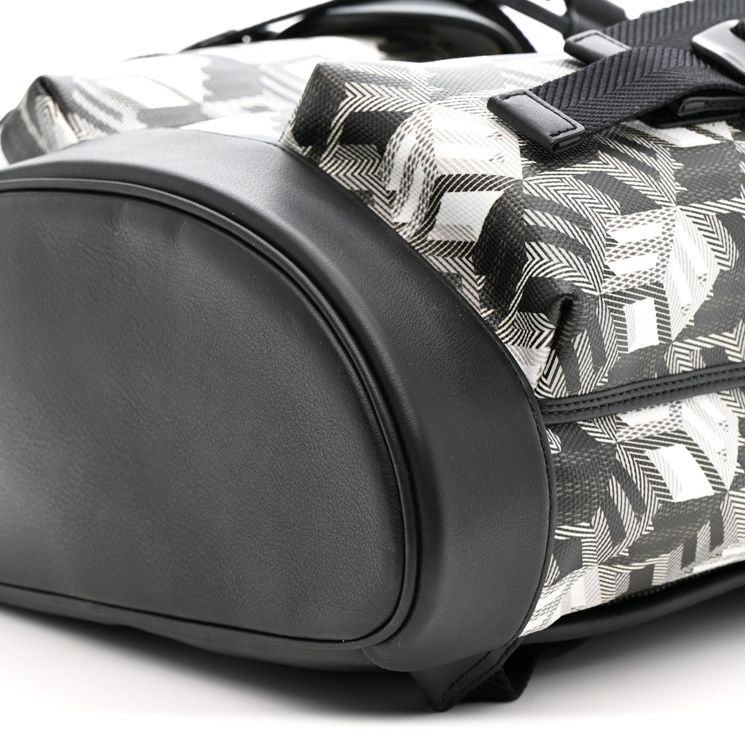 Canvas Nappa Cubic Monogram Medium Brandenburg Backpack Black White