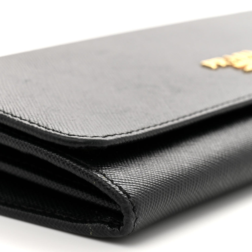 Saffiano Metal Oro Chain Wallet Black
