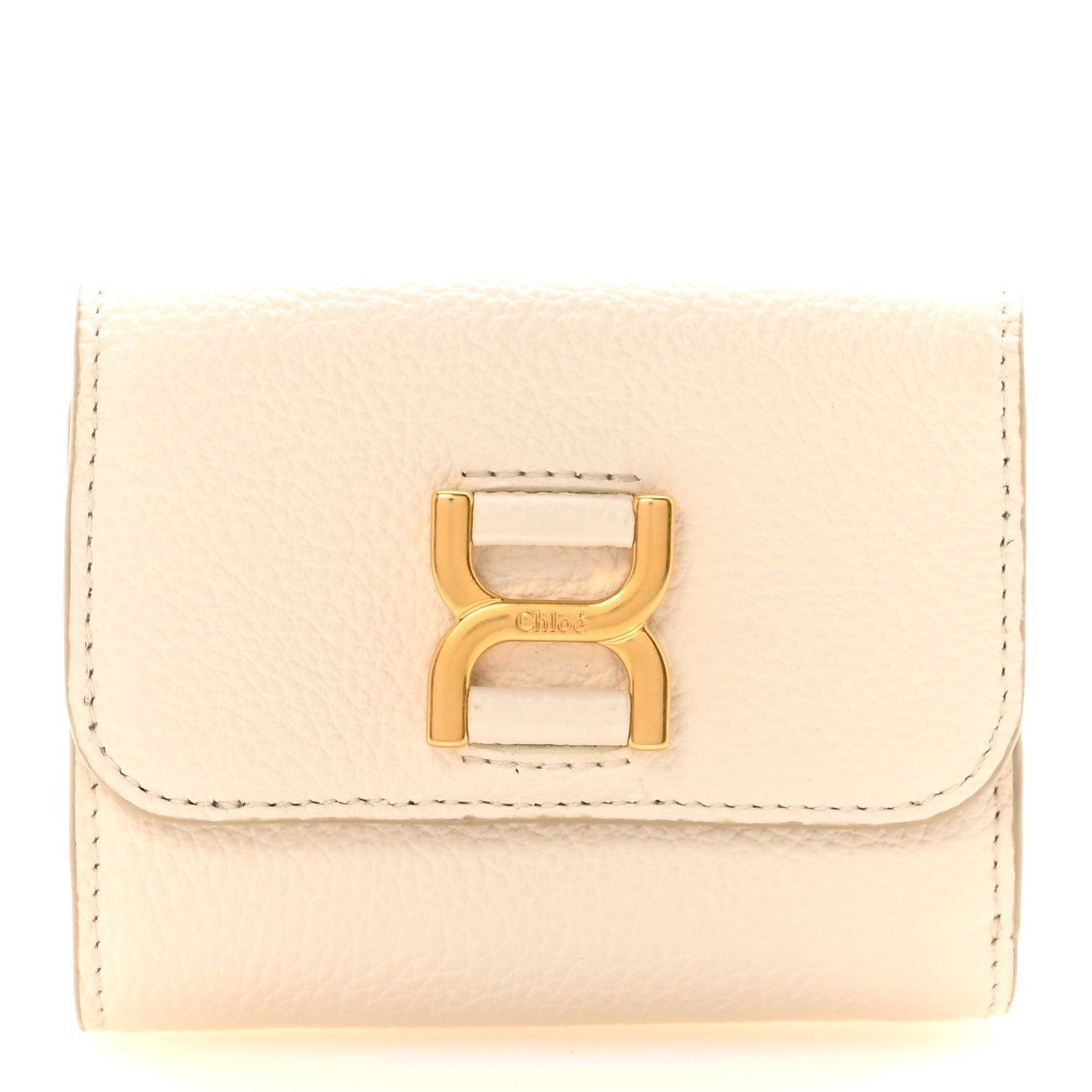 Grained Calfskin Marcie Small Compact Wallet White