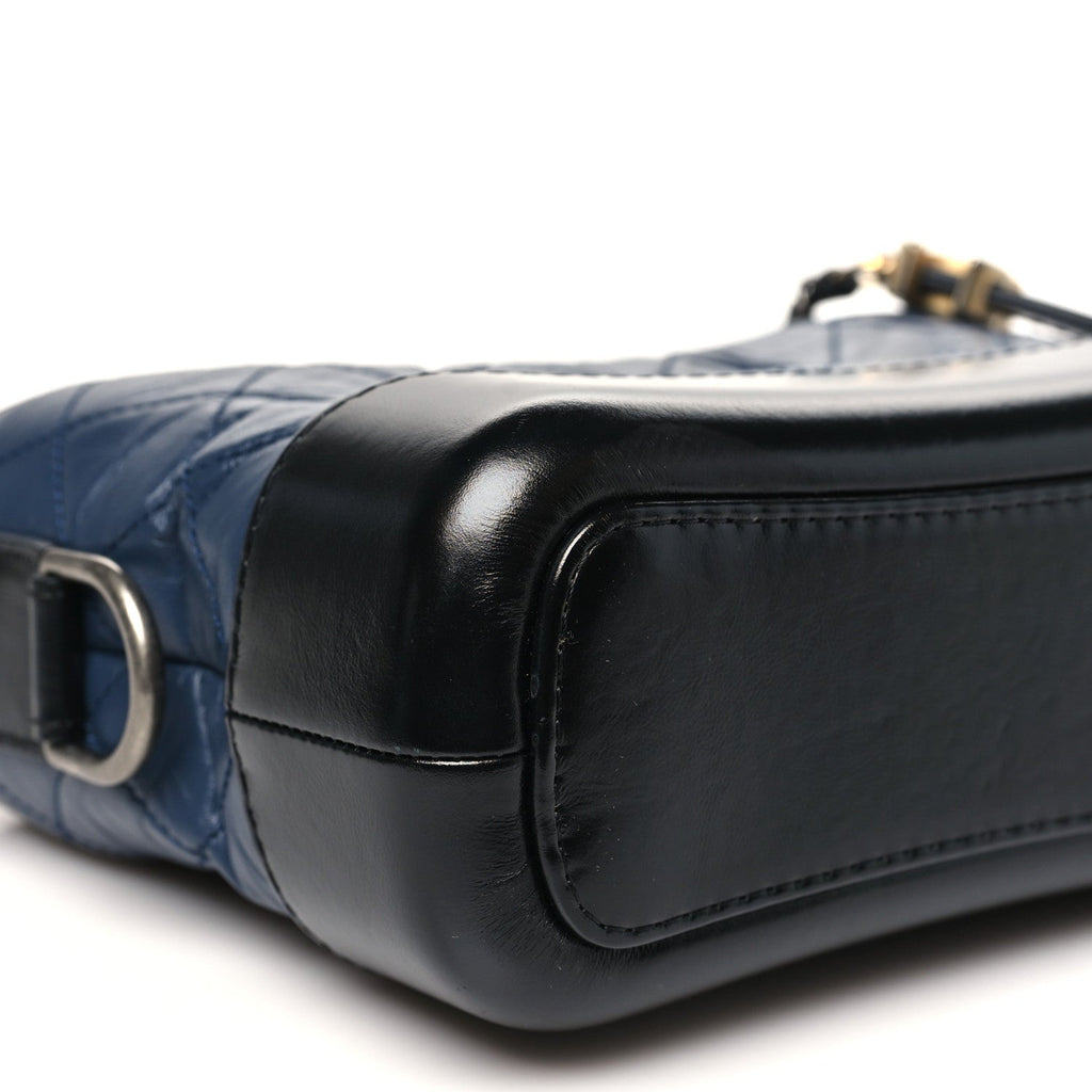 Aged Calfskin Quilted Small Gabrielle Hobo Dark Grey