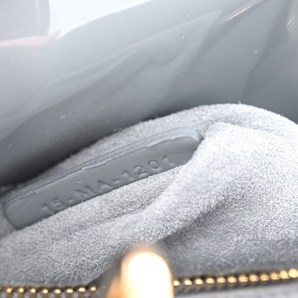 Patent Cannage Mini Lady Dior Grey Stone
