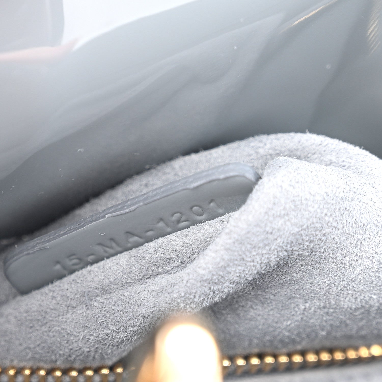 Patent Cannage Mini Lady Dior Grey Stone