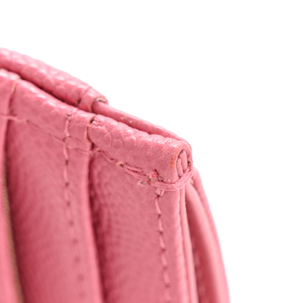 Caviar Quilted Textured CC  Holder Pink