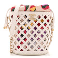 Lambskin Sea Through Bucket Drawstring Bag White Multicolor