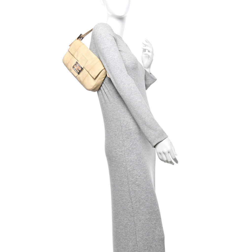 Snakeskin Baguette Light Beige