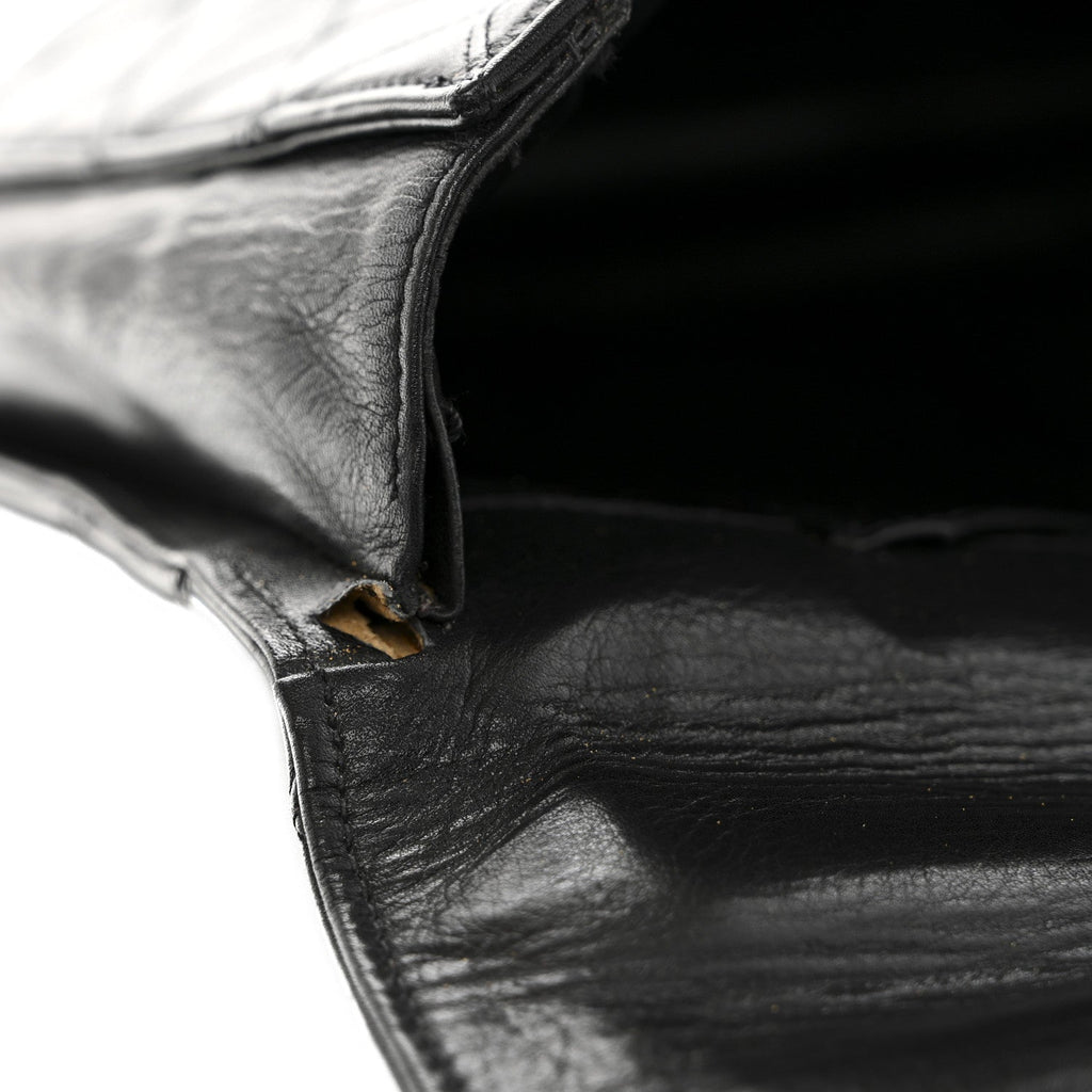 Lambskin Stitched Briefcase Bag Black