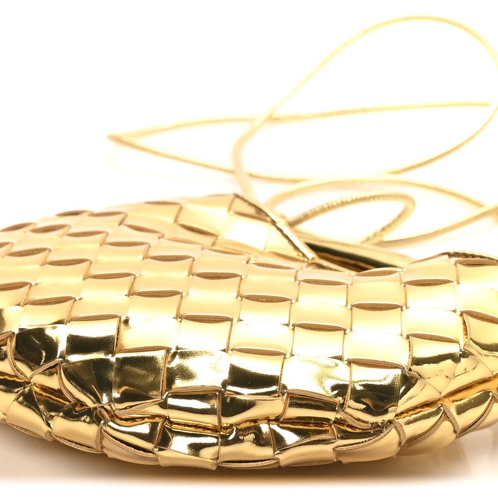 Mirror Laminated Nappa Intrecciato Mini Sardine Bag Gold