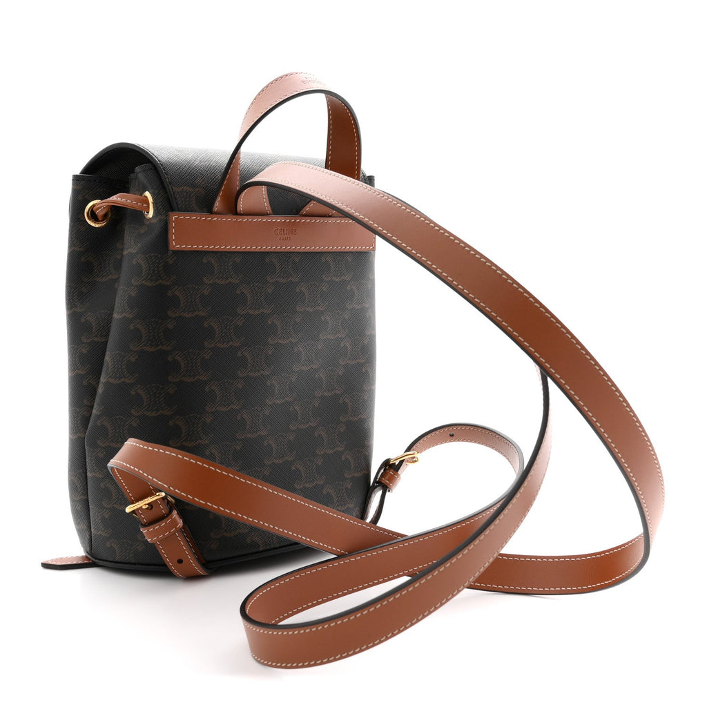 Triomphe Canvas Calfskin Bonnie Backpack Tan