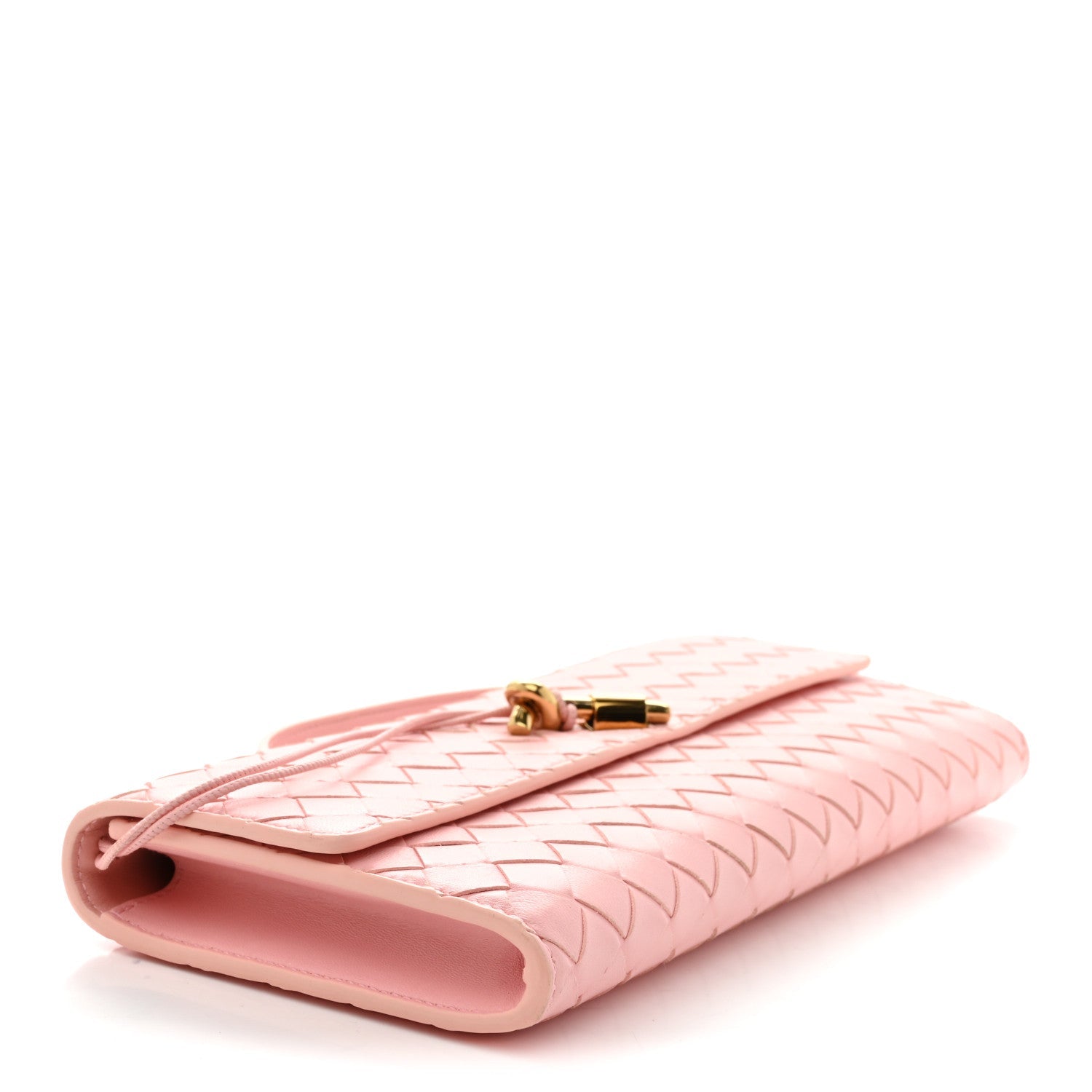 Nappa Intrecciato Long Andiamo Top Handle Clutch Rose