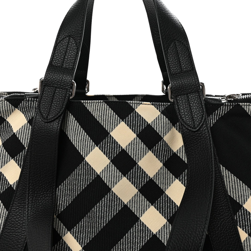 Jacquard Check Festival Tote Black White