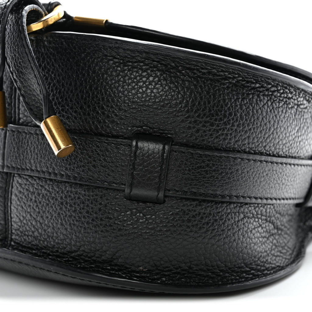 Grained Calfskin Small Marcie Saddle Bag Black